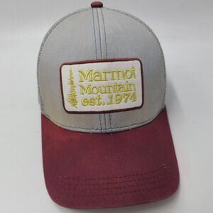Marmot Hat Snapback‎ Trucker Mesh Gray Maroon Mountain Patch Outdoors Hike Men